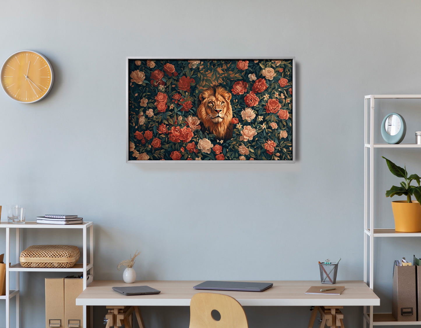 Lion Rose Floral Black African American canvas print view 60