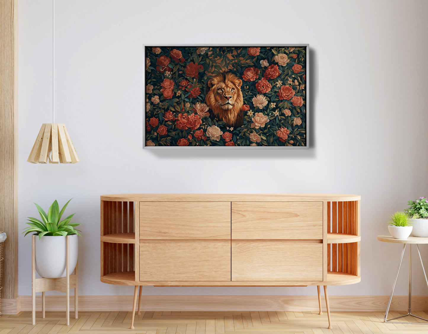 Lion Rose Floral Black African American canvas print view 56