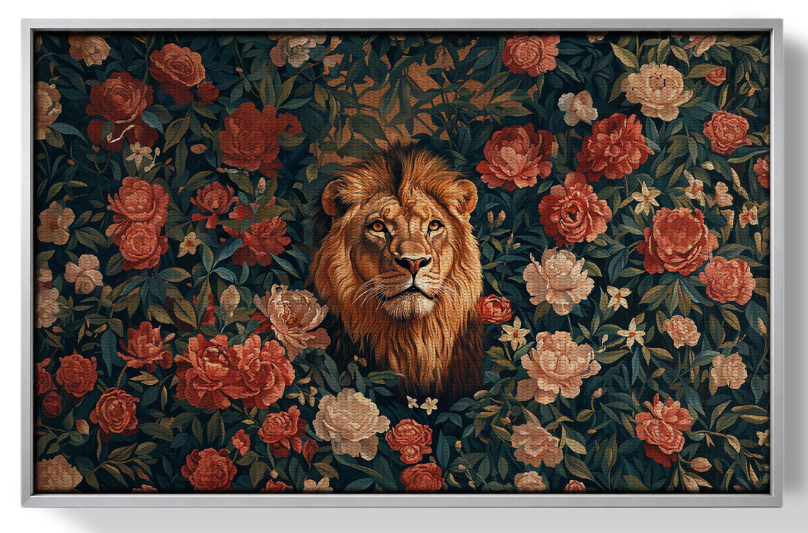 Lion Rose Floral Black African American canvas print view 55