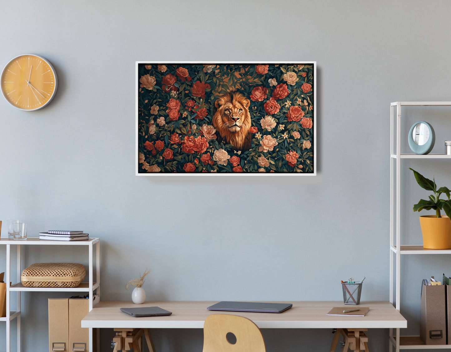 Lion Rose Floral Black African American canvas print view 66
