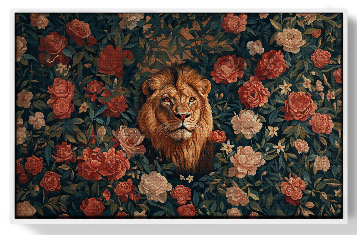 Lion Rose Floral Black African American canvas print view 61
