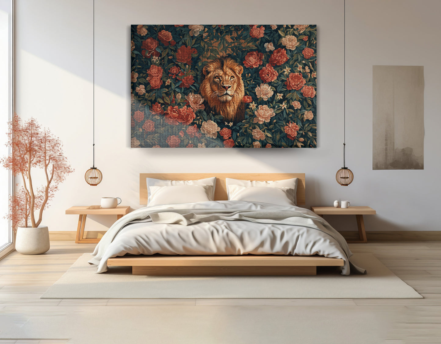 Lion Rose Floral Black African American canvas print view 15