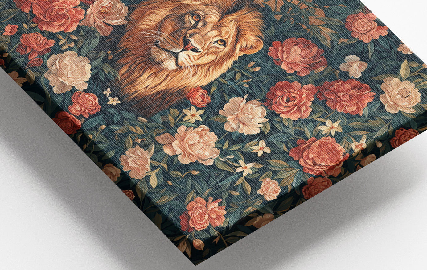 Lion Rose Floral Black African American canvas print view 16