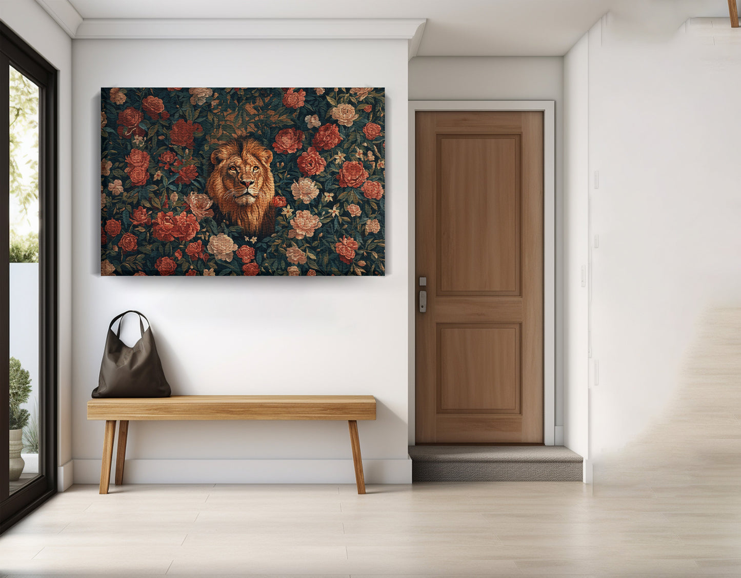 Lion Rose Floral Black African American canvas print view 17