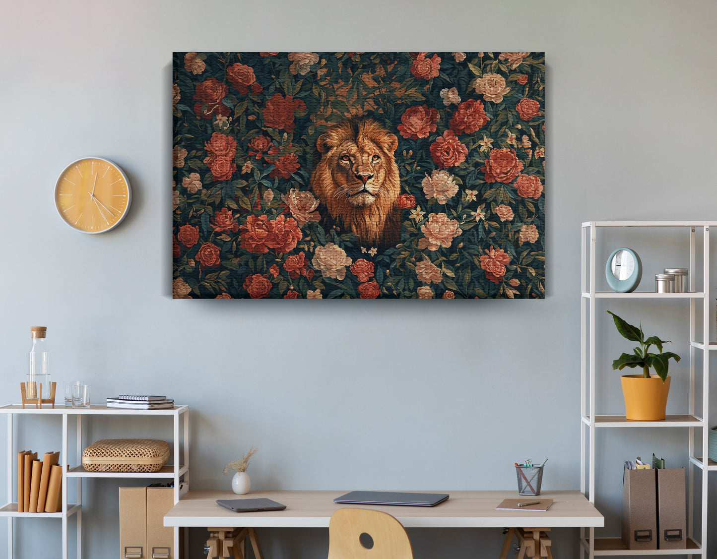 Lion Rose Floral Black African American canvas print view 18