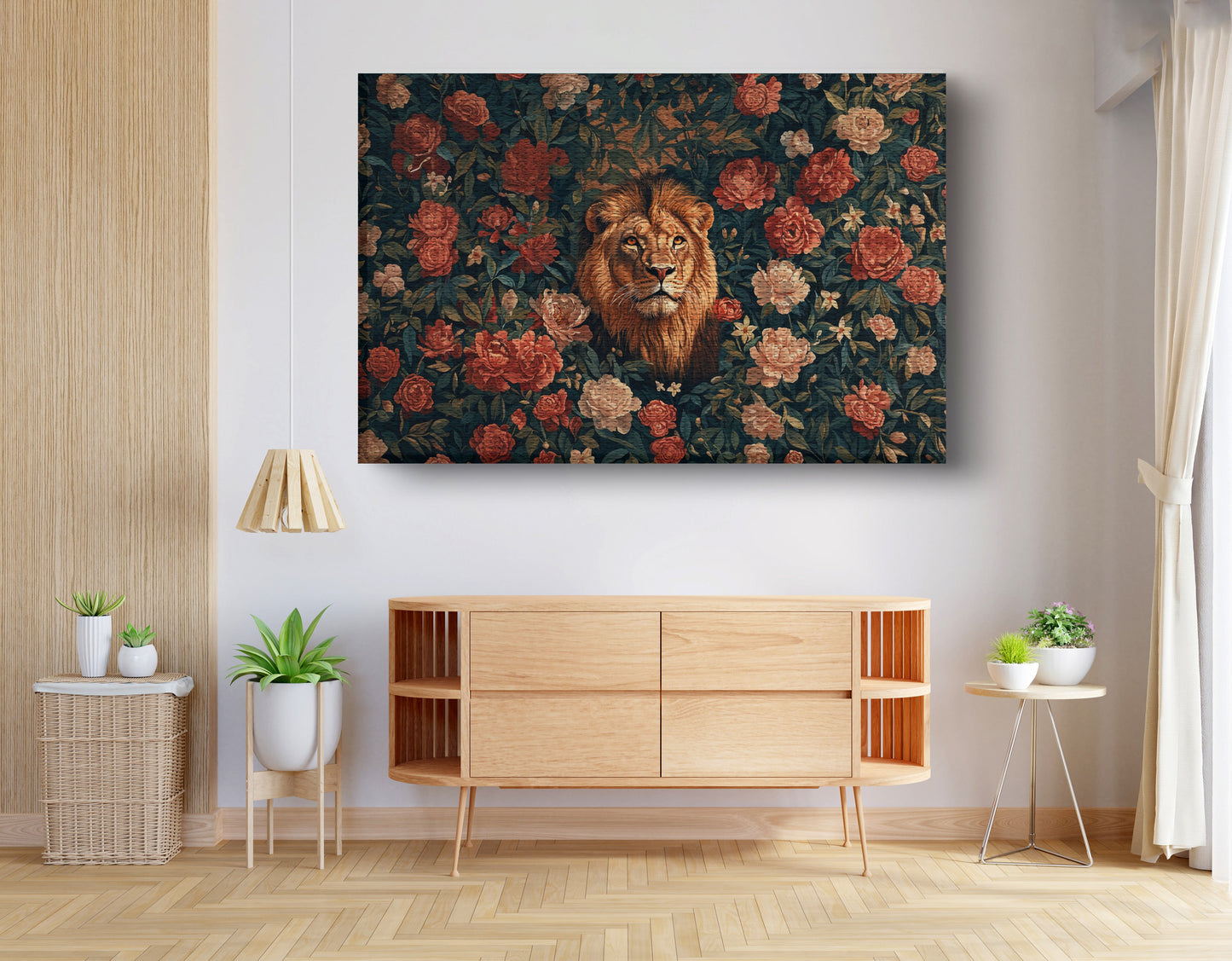 Lion Rose Floral Black African American canvas print view 14