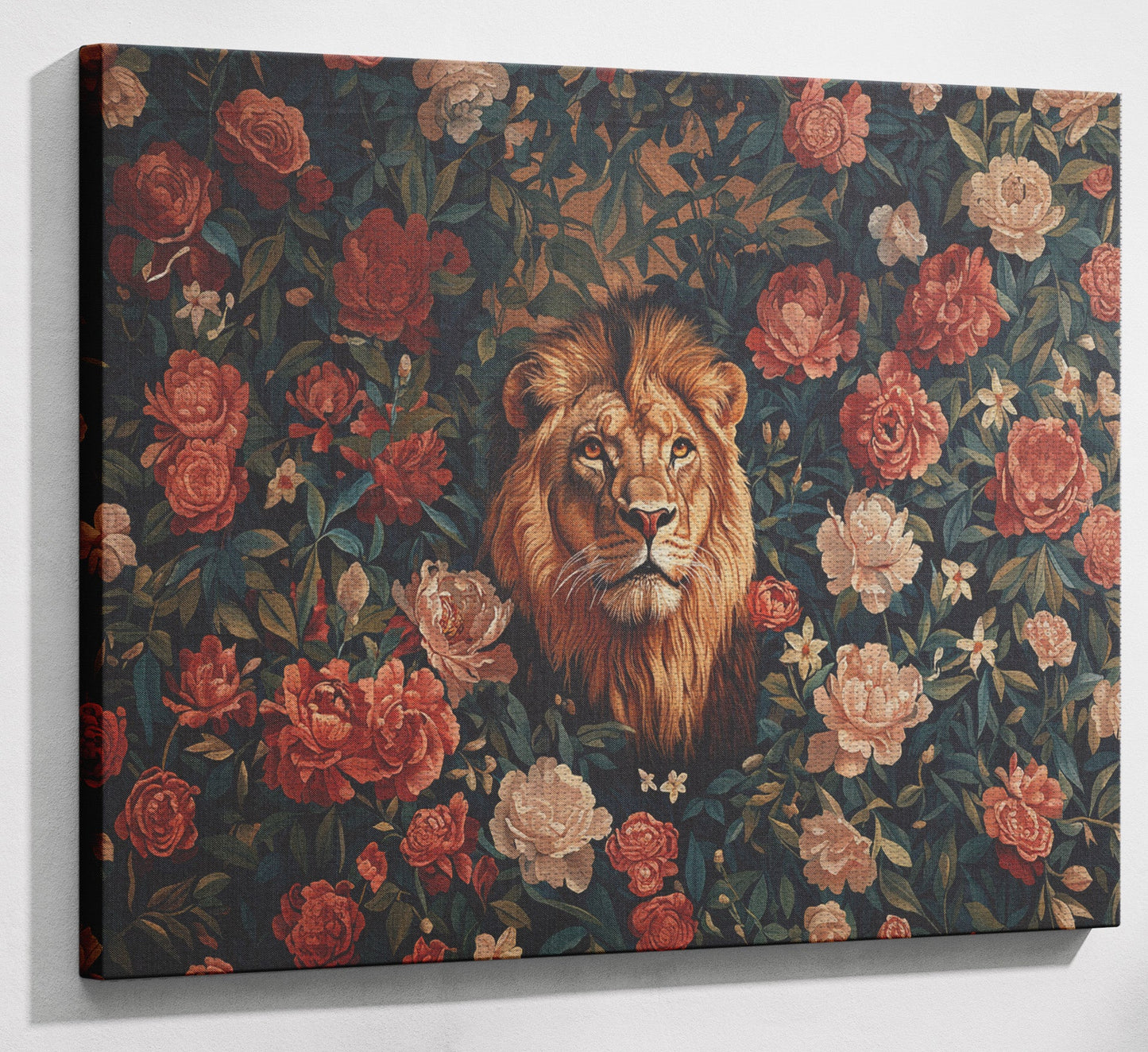 Lion Rose Floral Black African American canvas print view 13