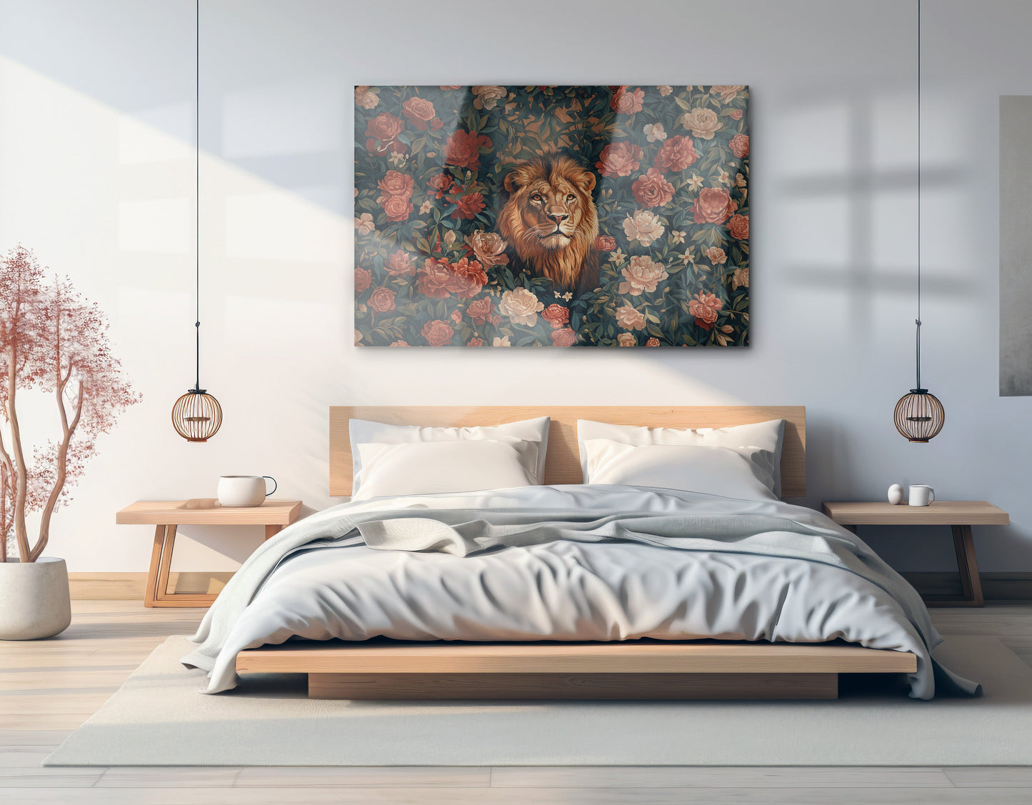 Lion Rose Floral Black African American canvas print view 21