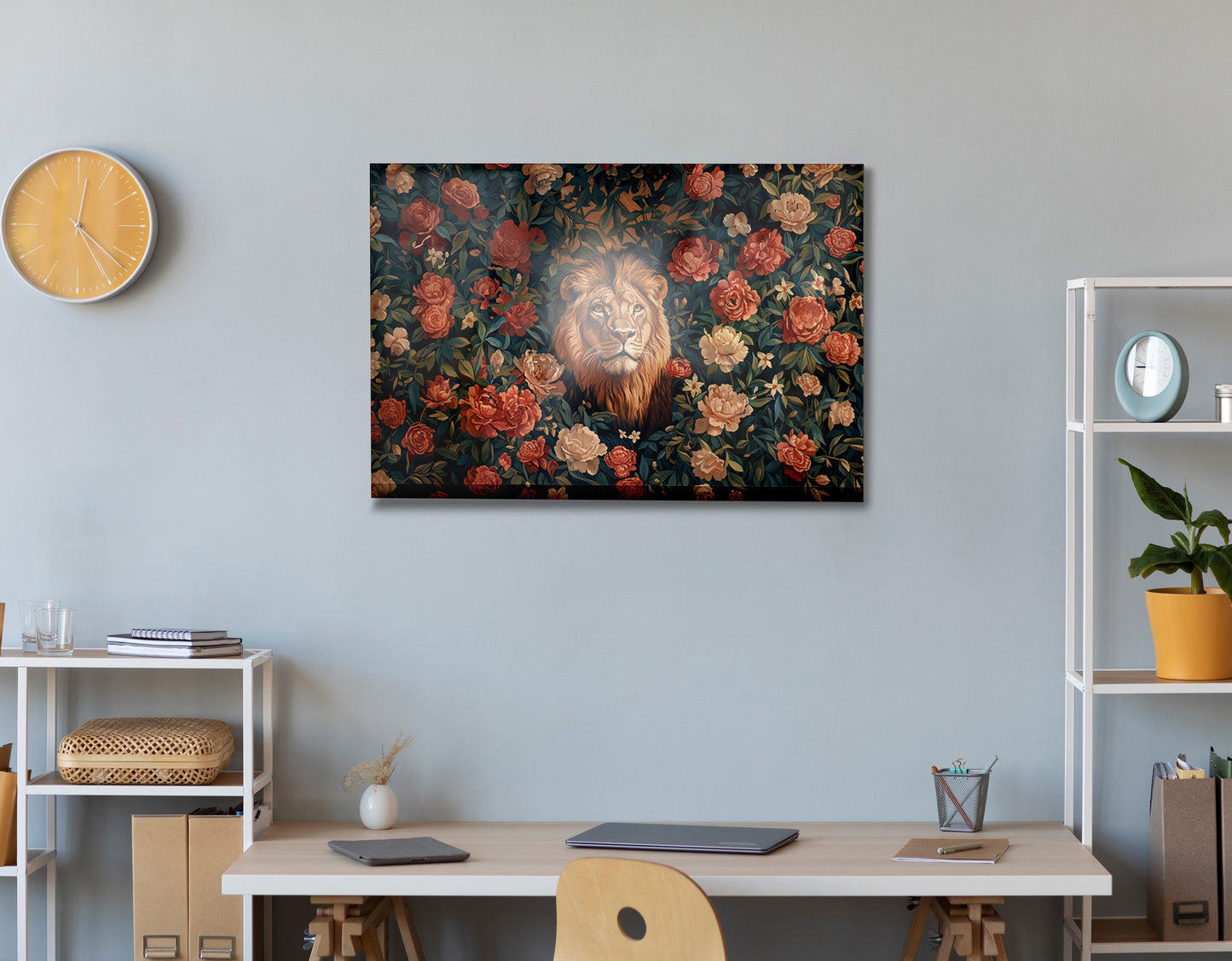 Lion Rose Floral Black African American canvas print view 24