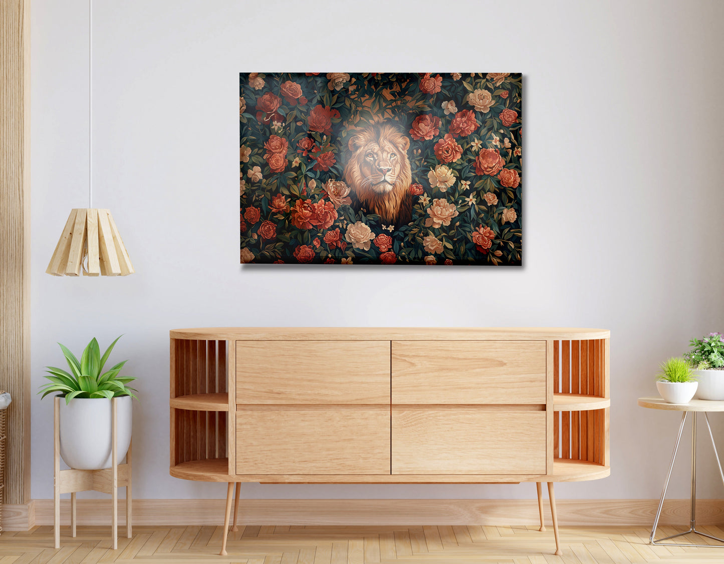 Lion Rose Floral Black African American canvas print view 20
