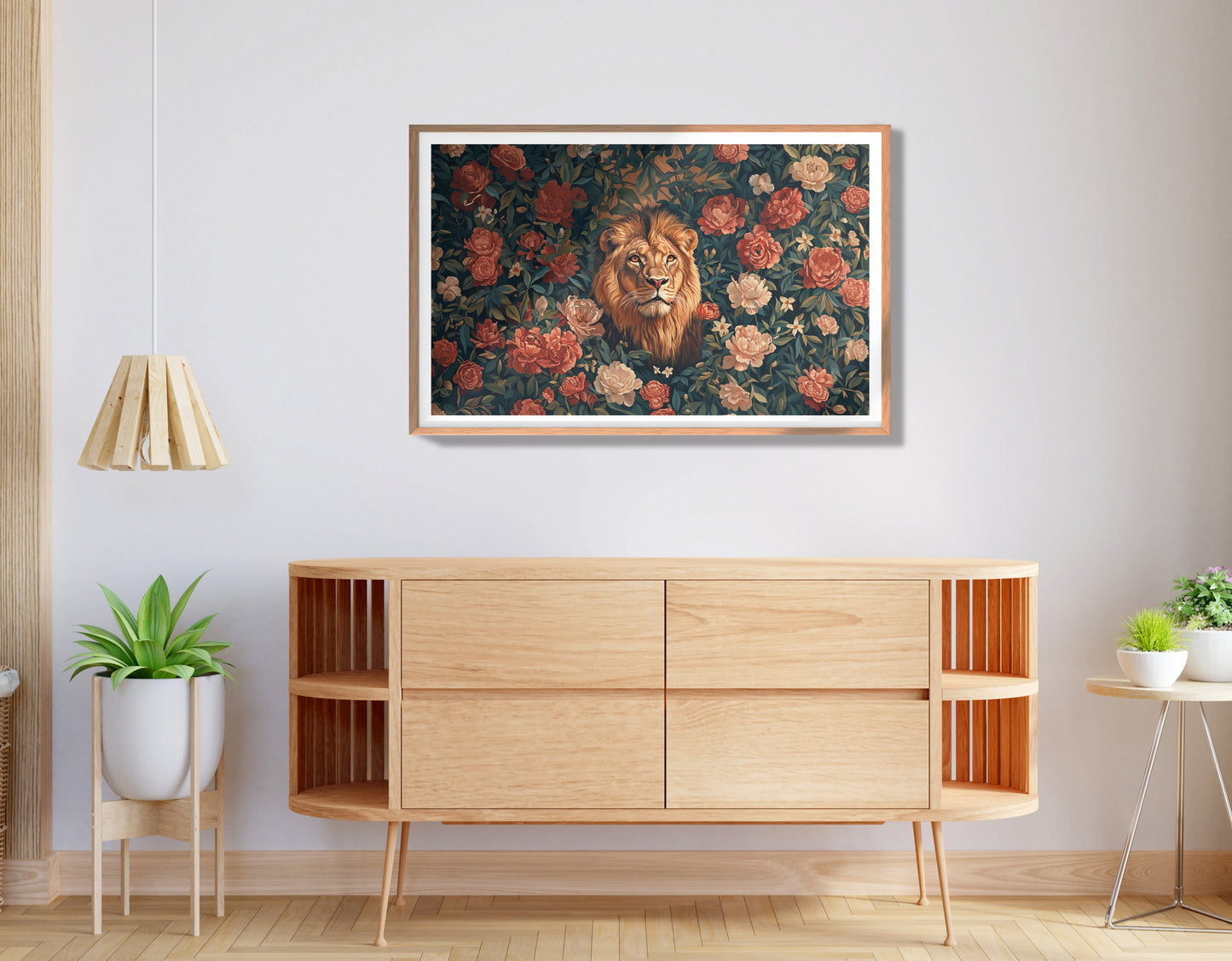 Lion Rose Floral Black African American canvas print view 80