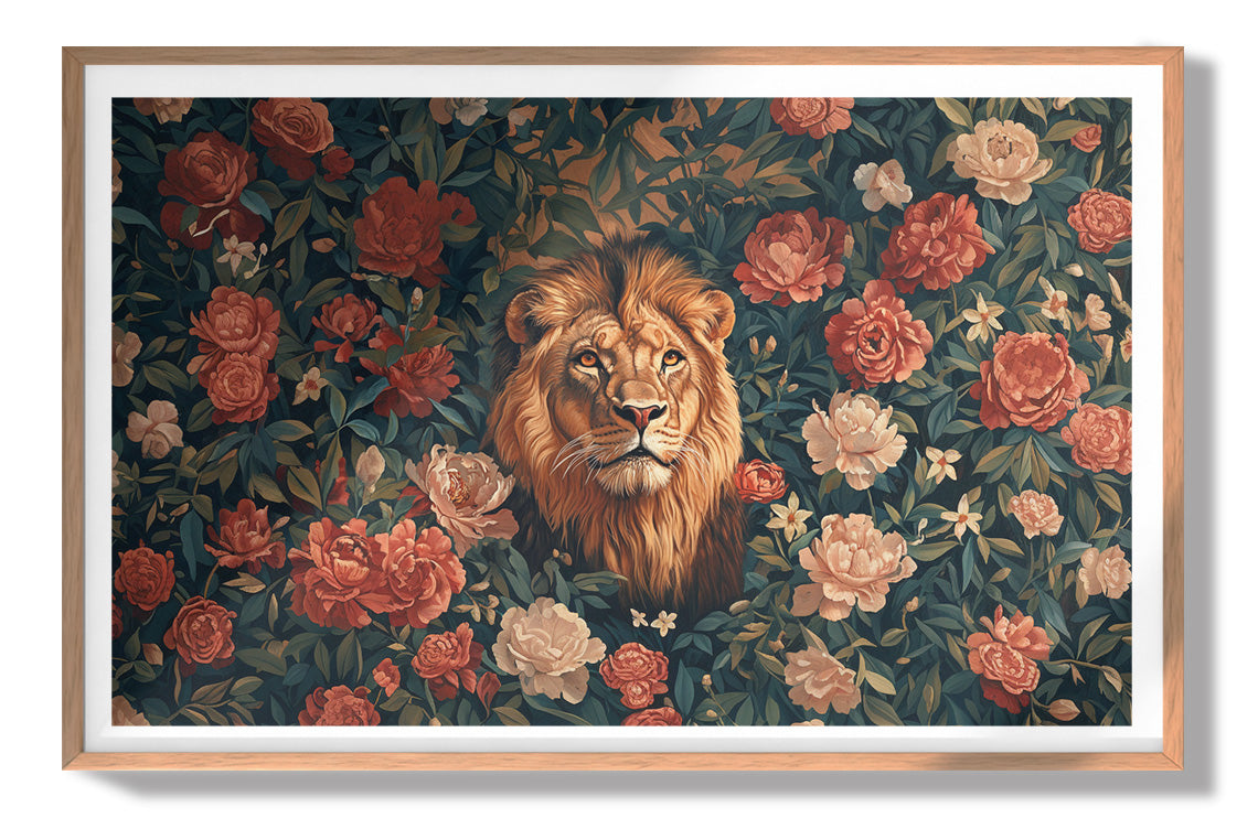 Lion Rose Floral Black African American canvas print view 79