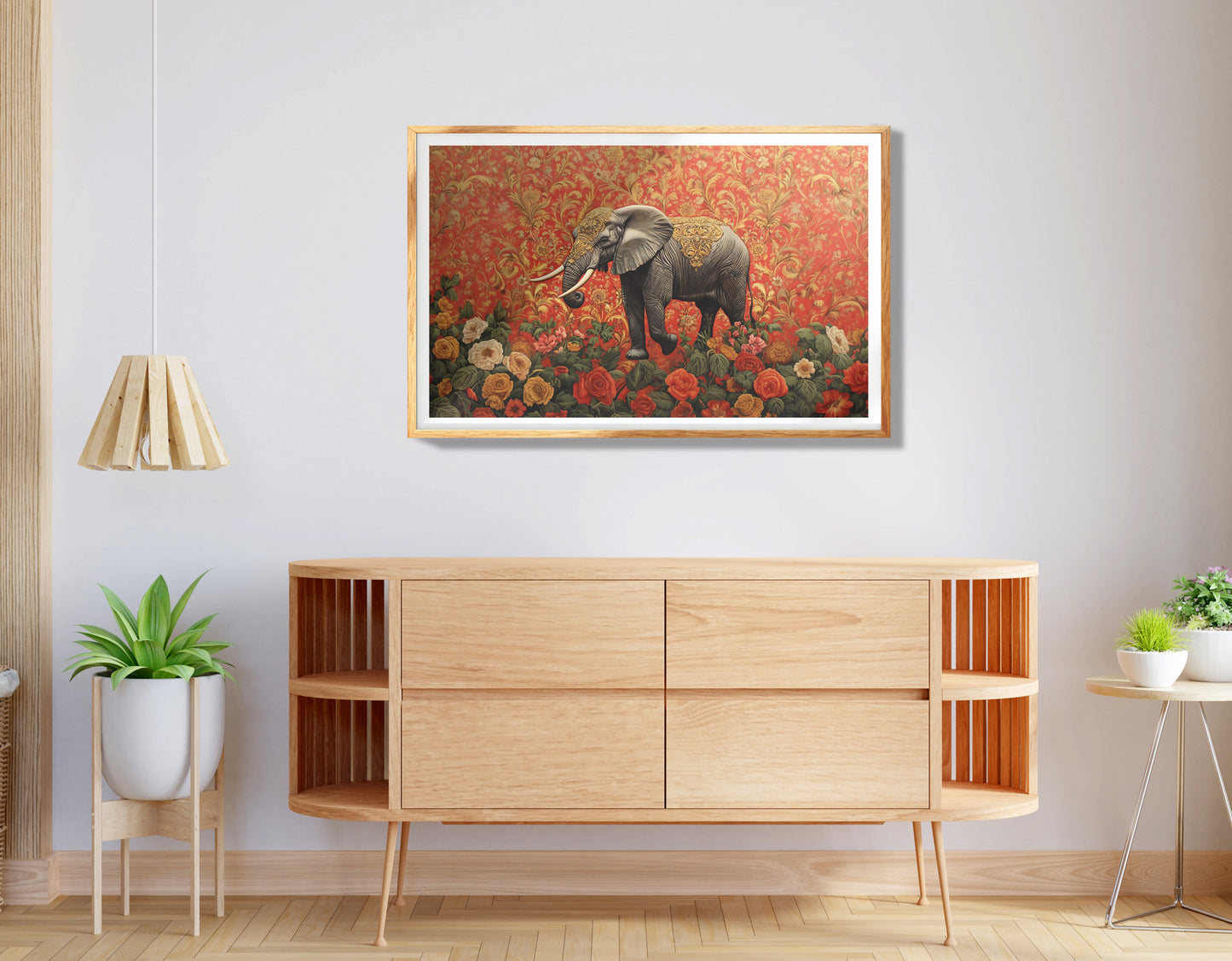 Elephant Floral Rose Black African American canvas print view 74