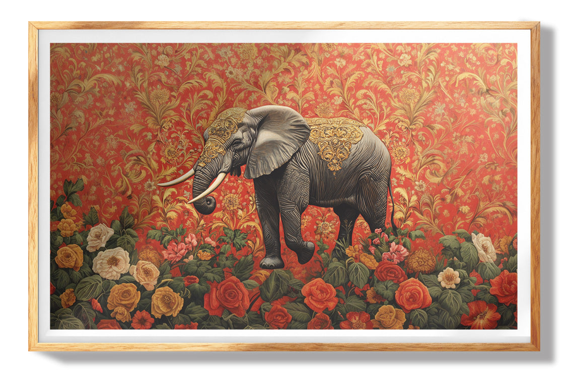 Elephant Floral Rose Black African American canvas print view 73