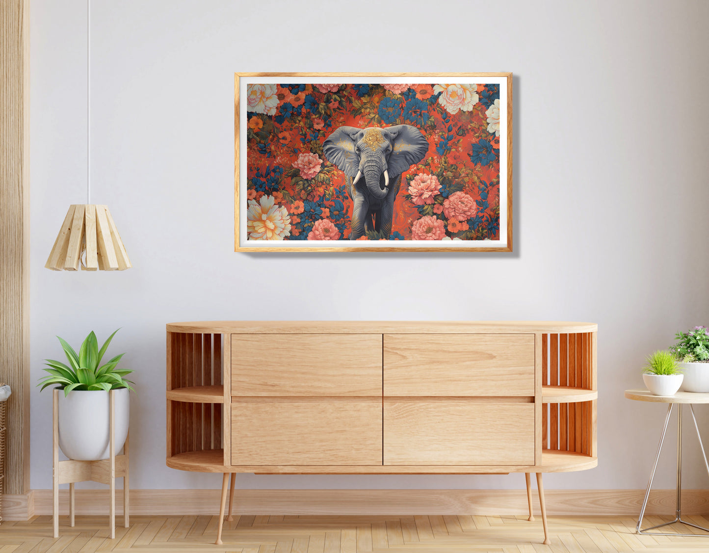 Elephant Damask Floral African American canvas print view 74