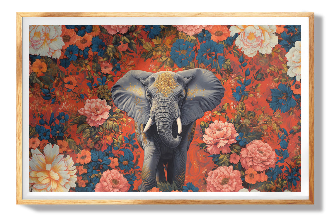 Elephant Damask Floral African American canvas print view 73