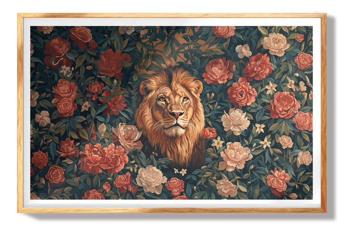 Lion Rose Floral Black African American canvas print view 73