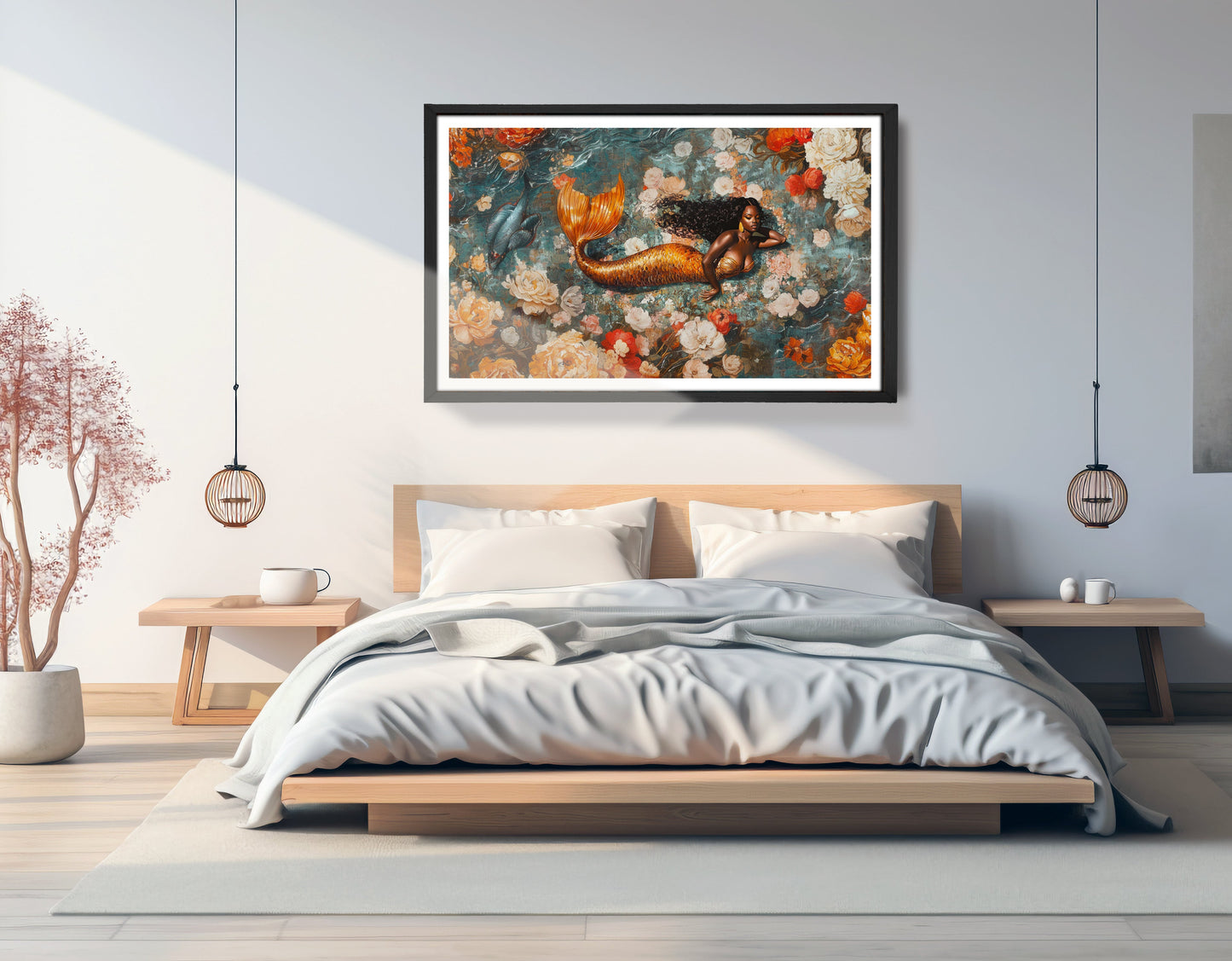 Black Mermaid Rose Garden African American canvas print view 69