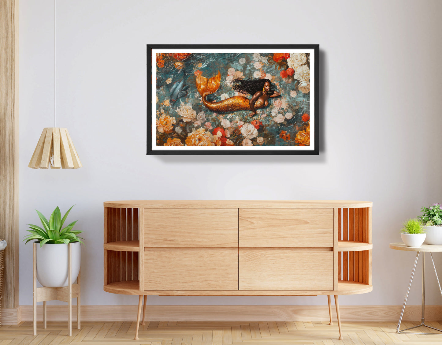 Black Mermaid Rose Garden African American canvas print view 68