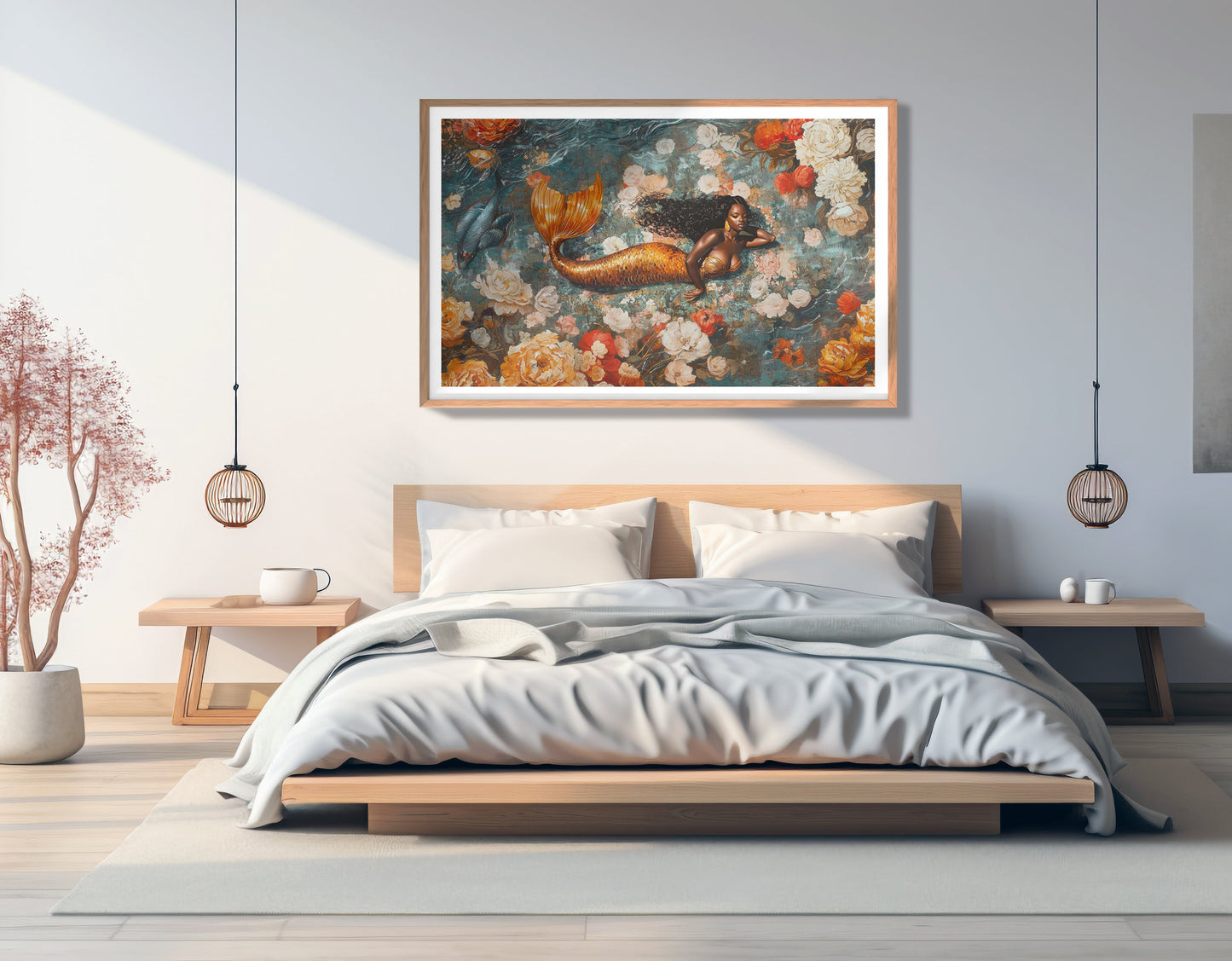 Black Mermaid Rose Garden African American canvas print view 81