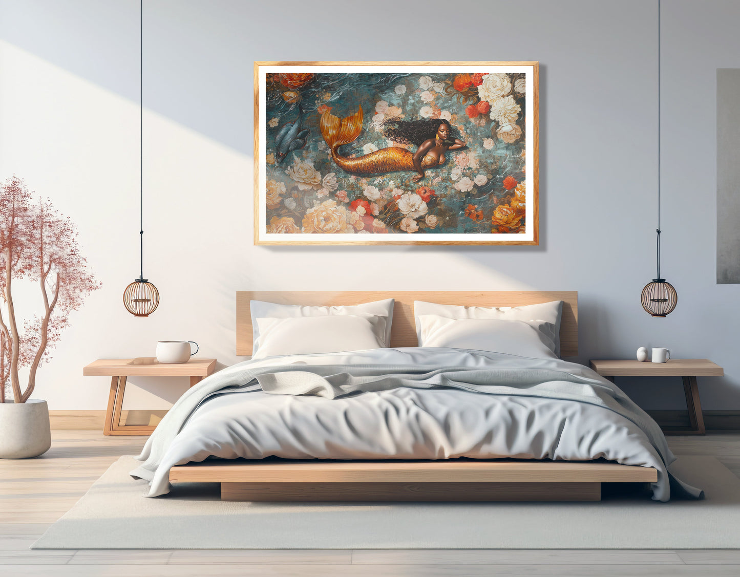 Black Mermaid Rose Garden African American canvas print view 75