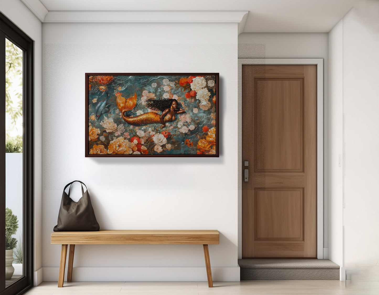 Black Mermaid Rose Garden African American canvas print view 35