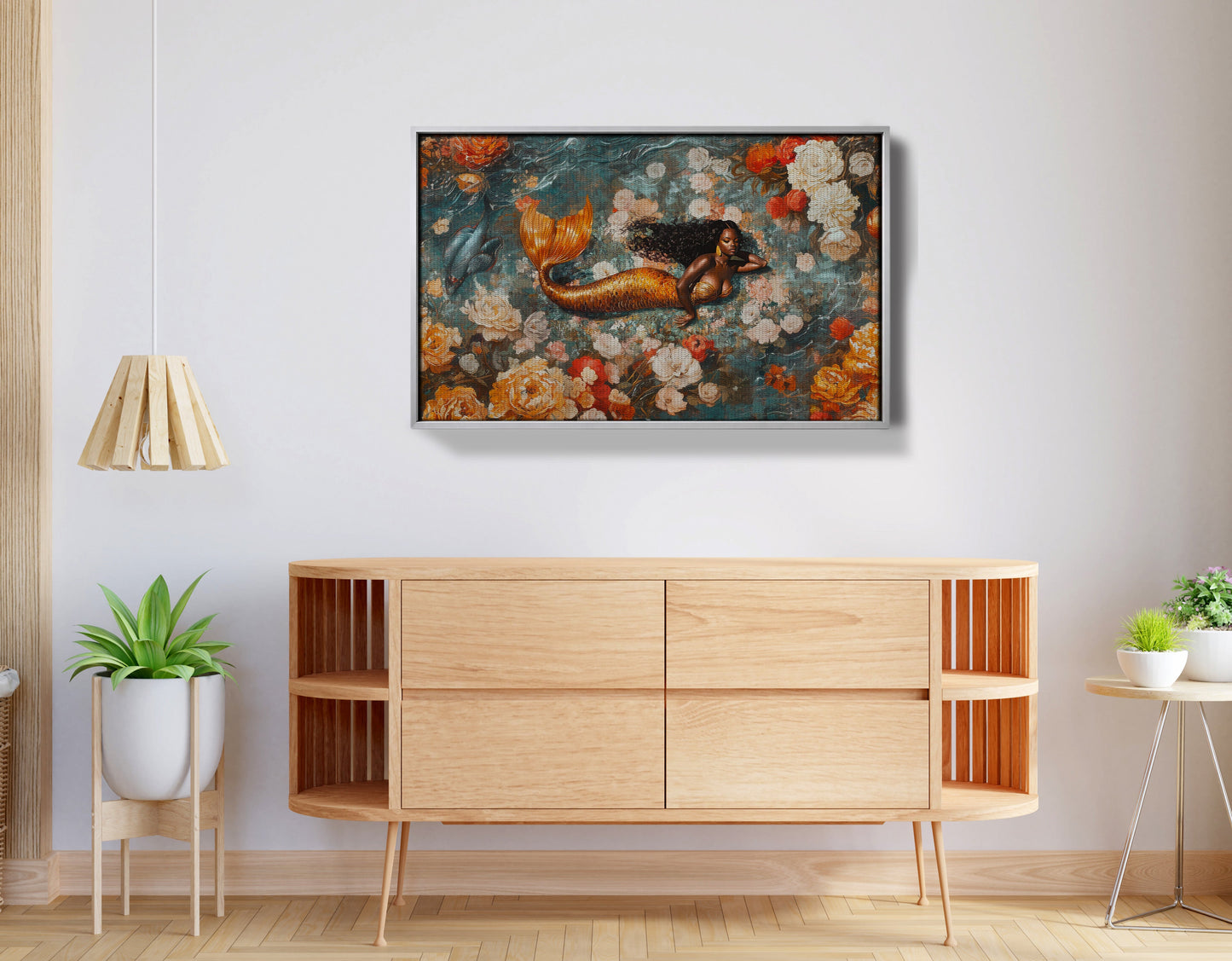 Black Mermaid Rose Garden African American canvas print view 56