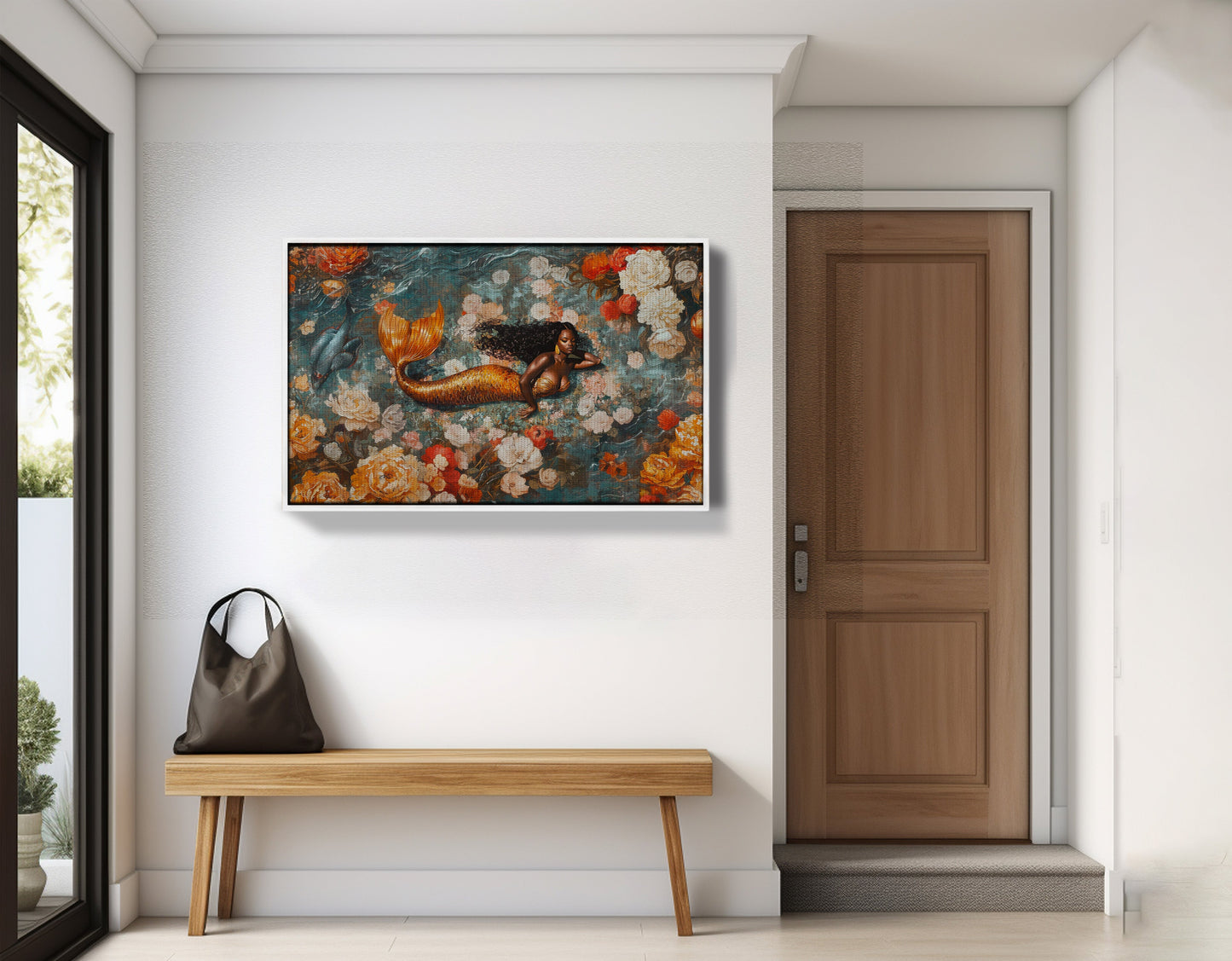 Black Mermaid Rose Garden African American canvas print view 65