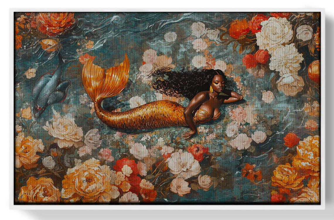 Black Mermaid Rose Garden African American canvas print view 61