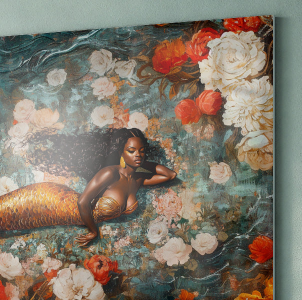 Black Mermaid Rose Garden African American canvas print view 22