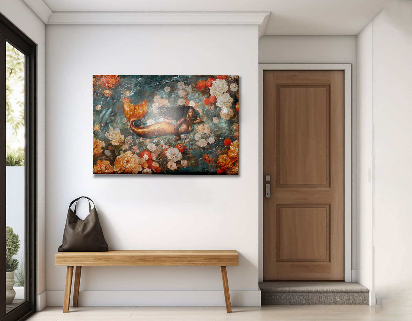 Black Mermaid Rose Garden African American canvas print view 23