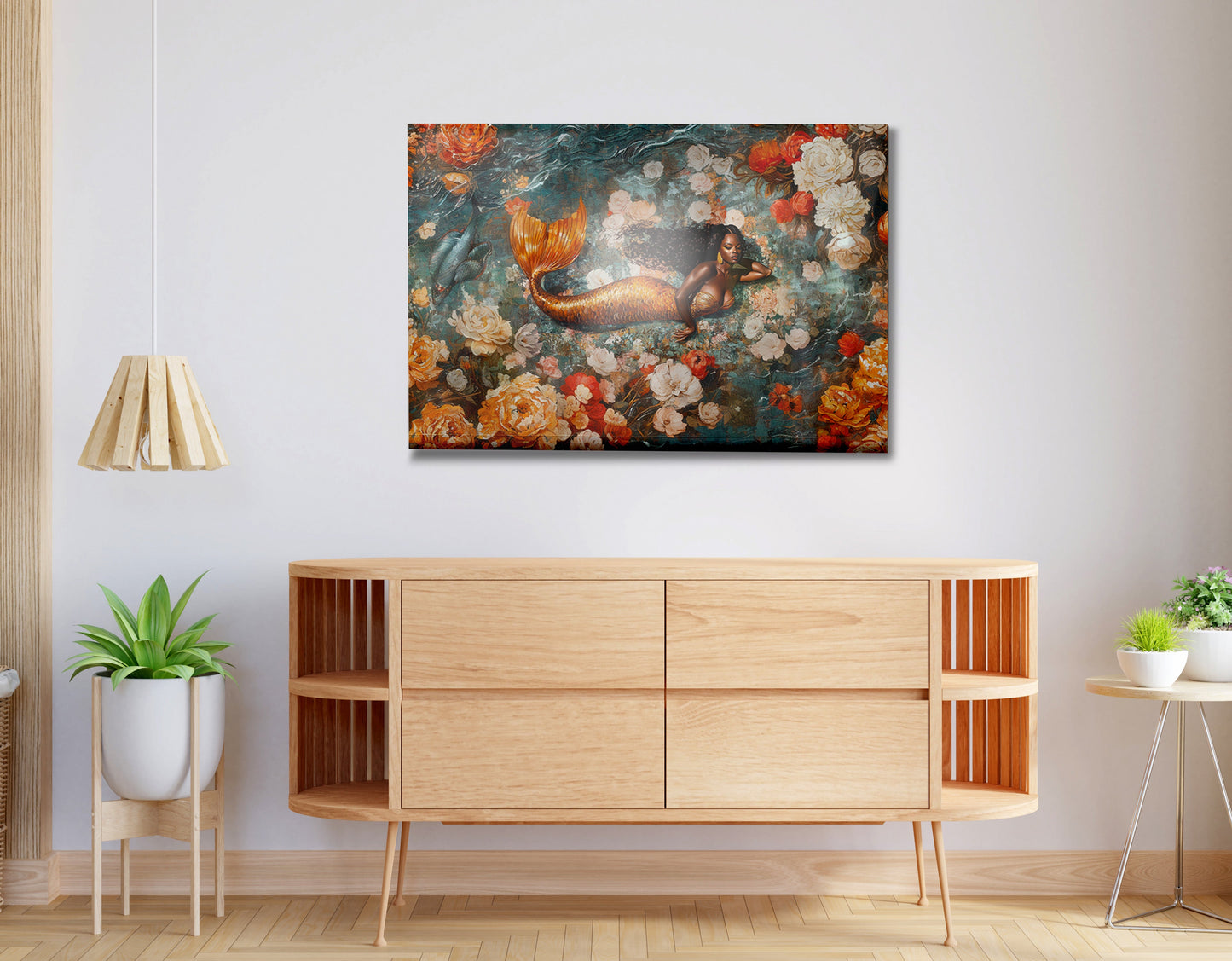 Black Mermaid Rose Garden African American canvas print view 20
