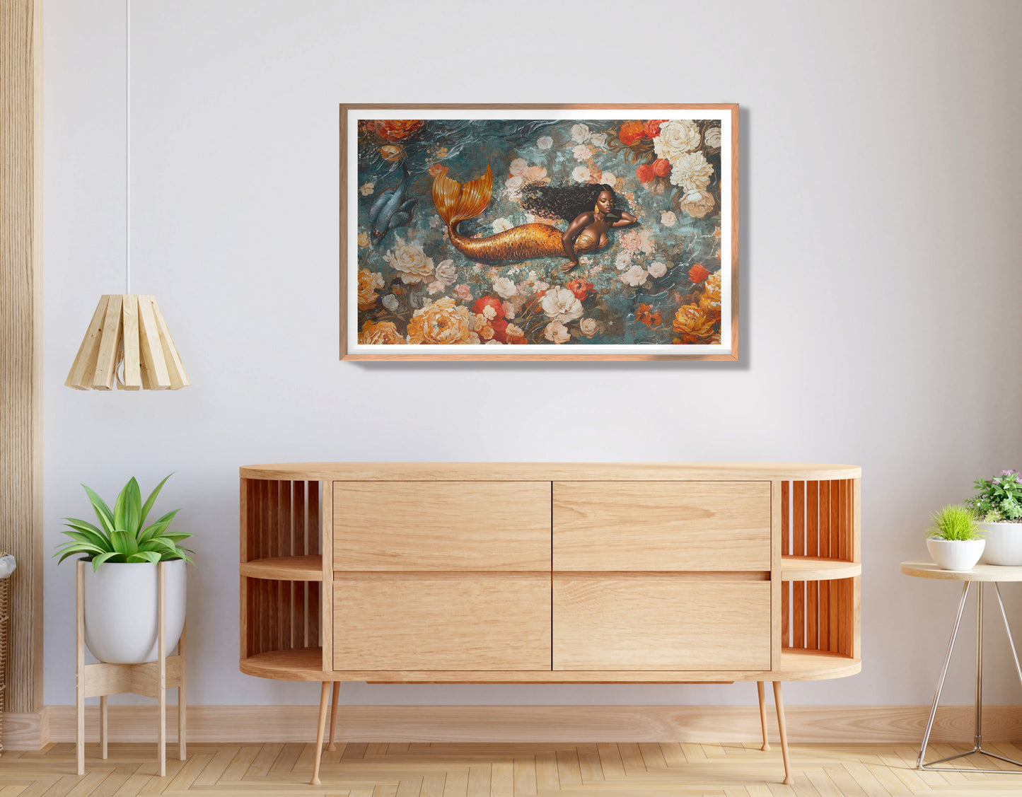 Black Mermaid Rose Garden African American canvas print view 80