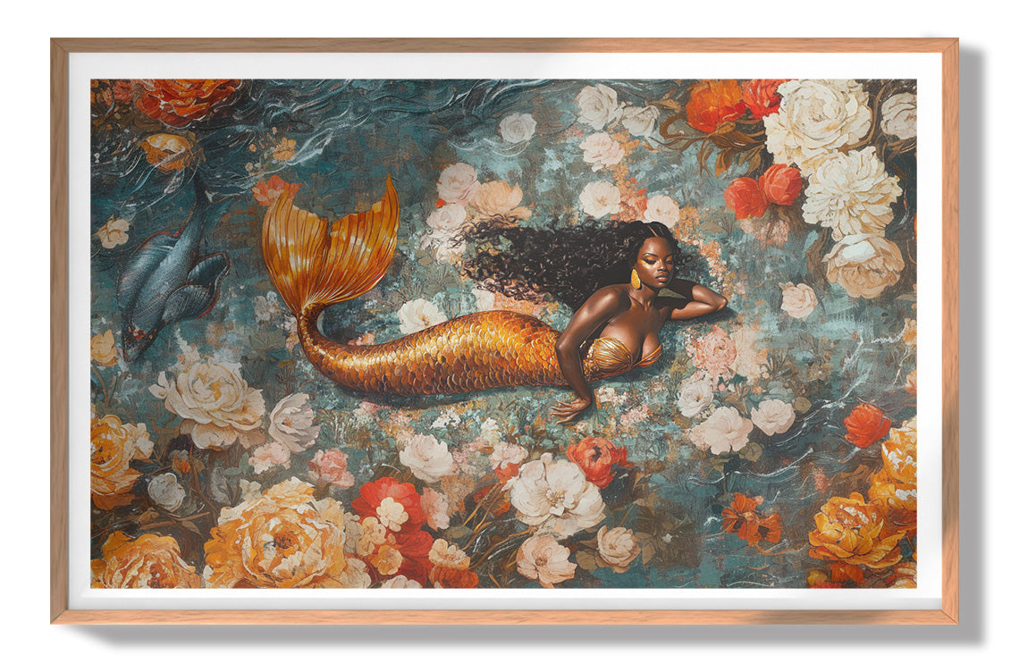 Black Mermaid Rose Garden African American canvas print view 79