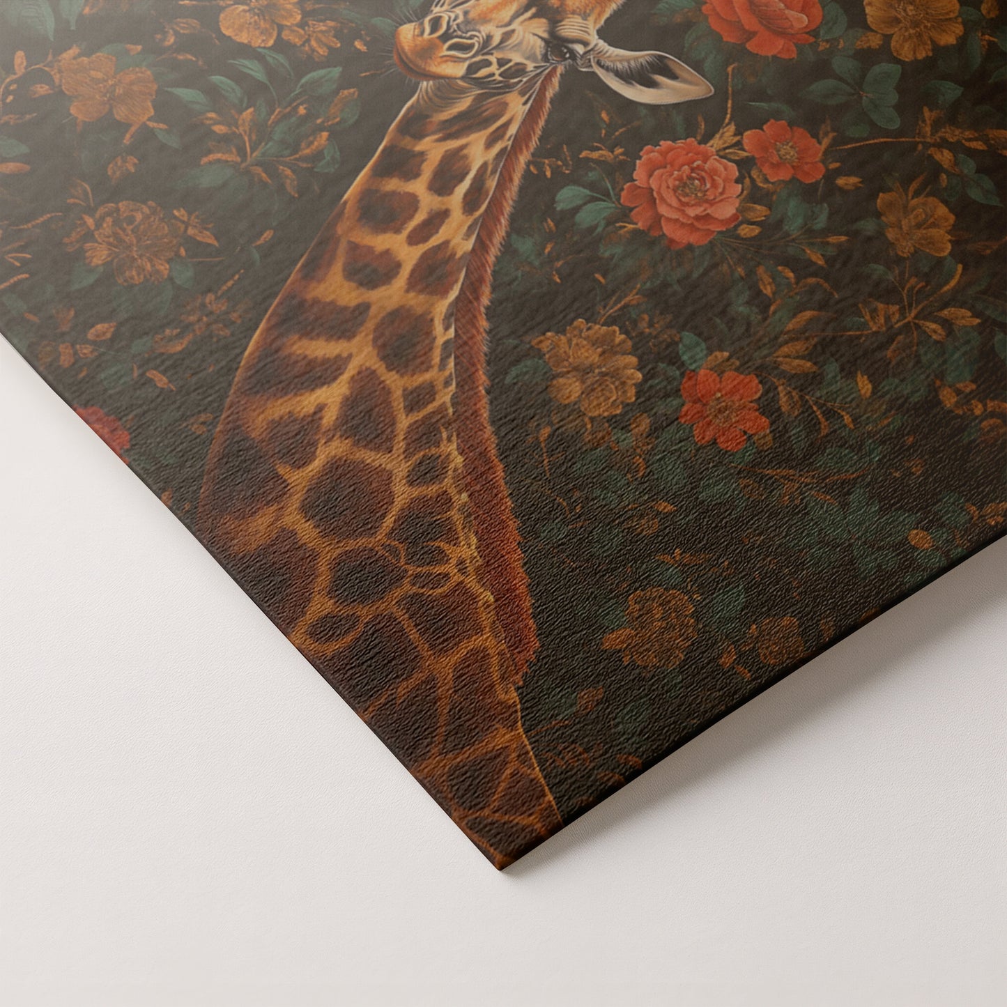 Giraffe Rose Floral Black African American canvas print artwork by MoomZee Artwork