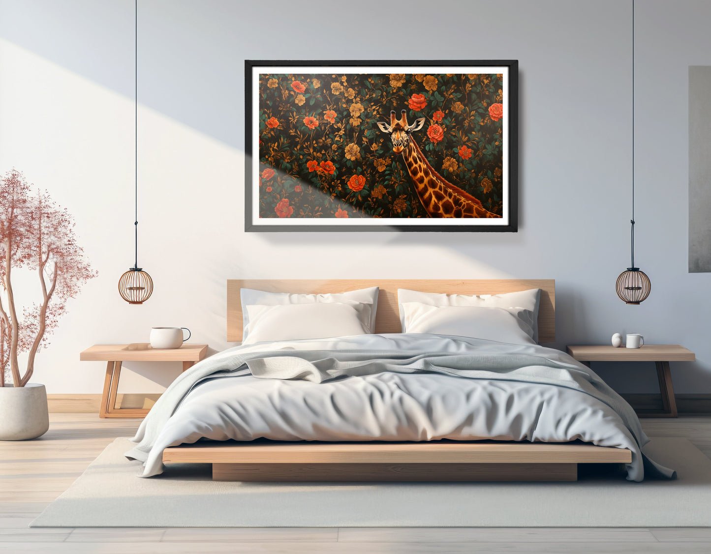 Giraffe Rose Floral Black African American canvas print view 69