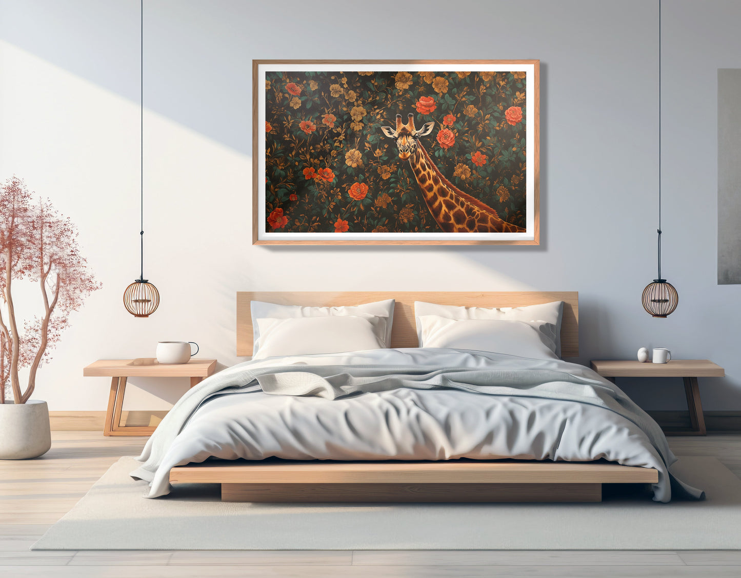 Giraffe Rose Floral Black African American canvas print view 81