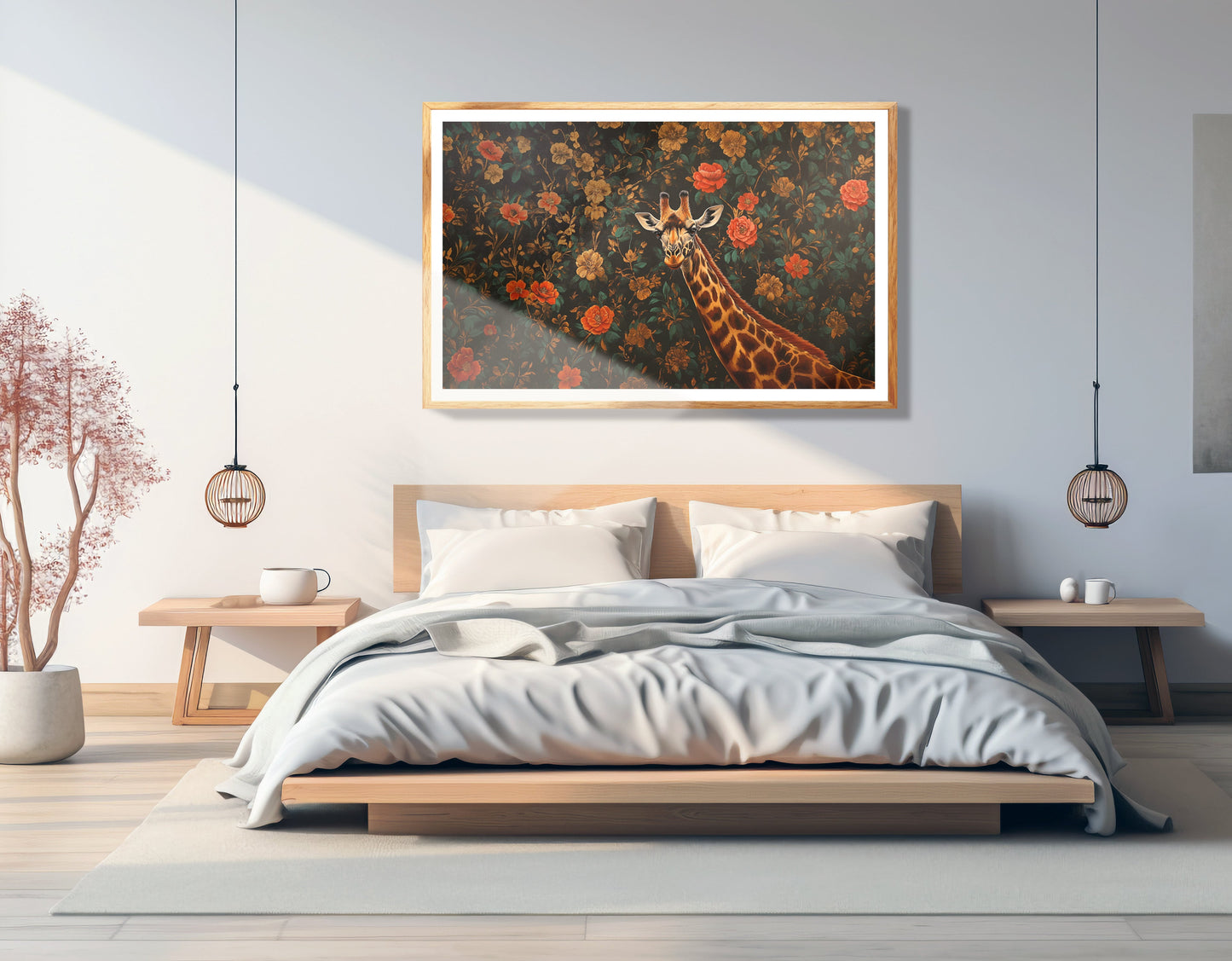 Giraffe Rose Floral Black African American canvas print view 75