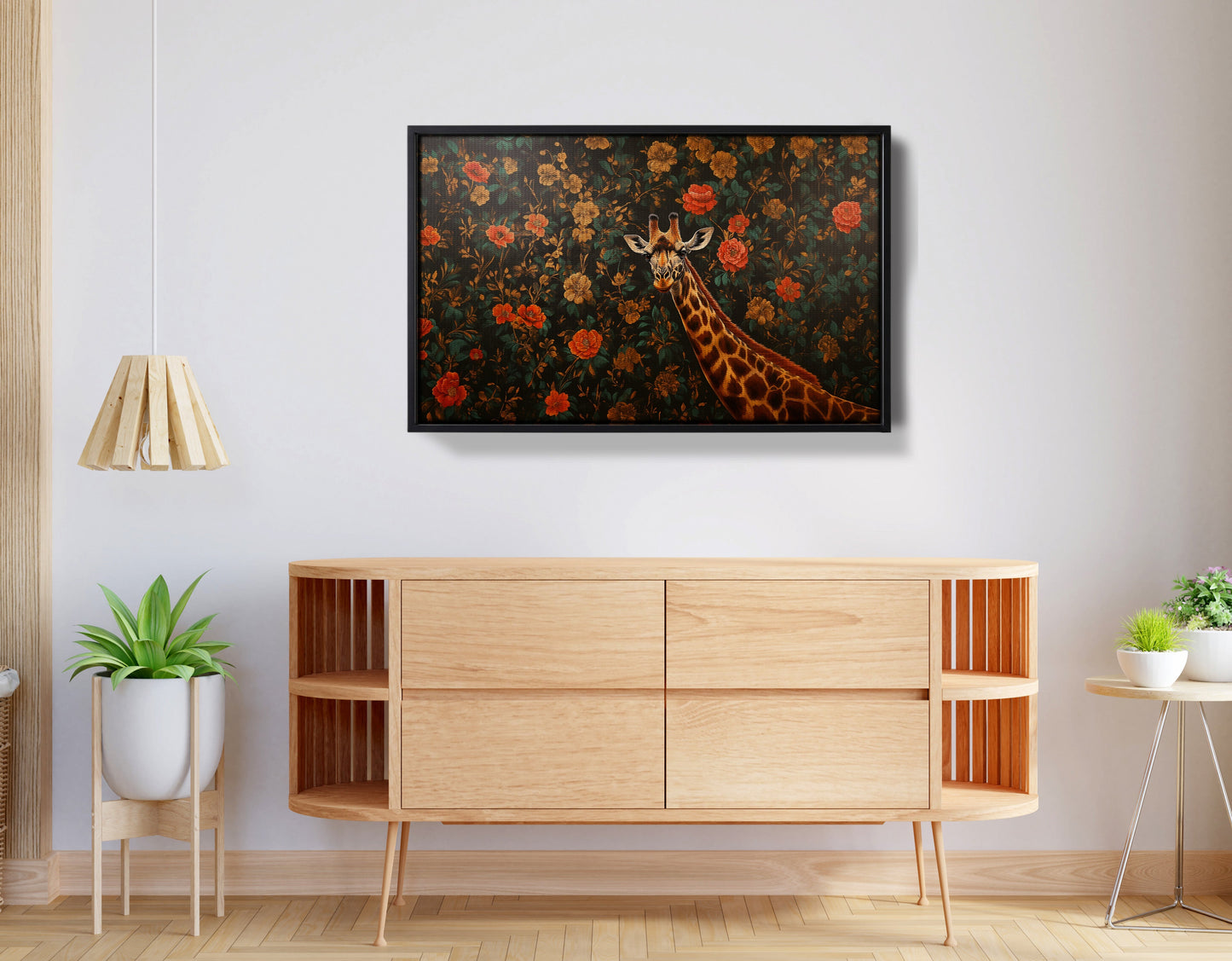 Giraffe Rose Floral Black African American canvas print view 26