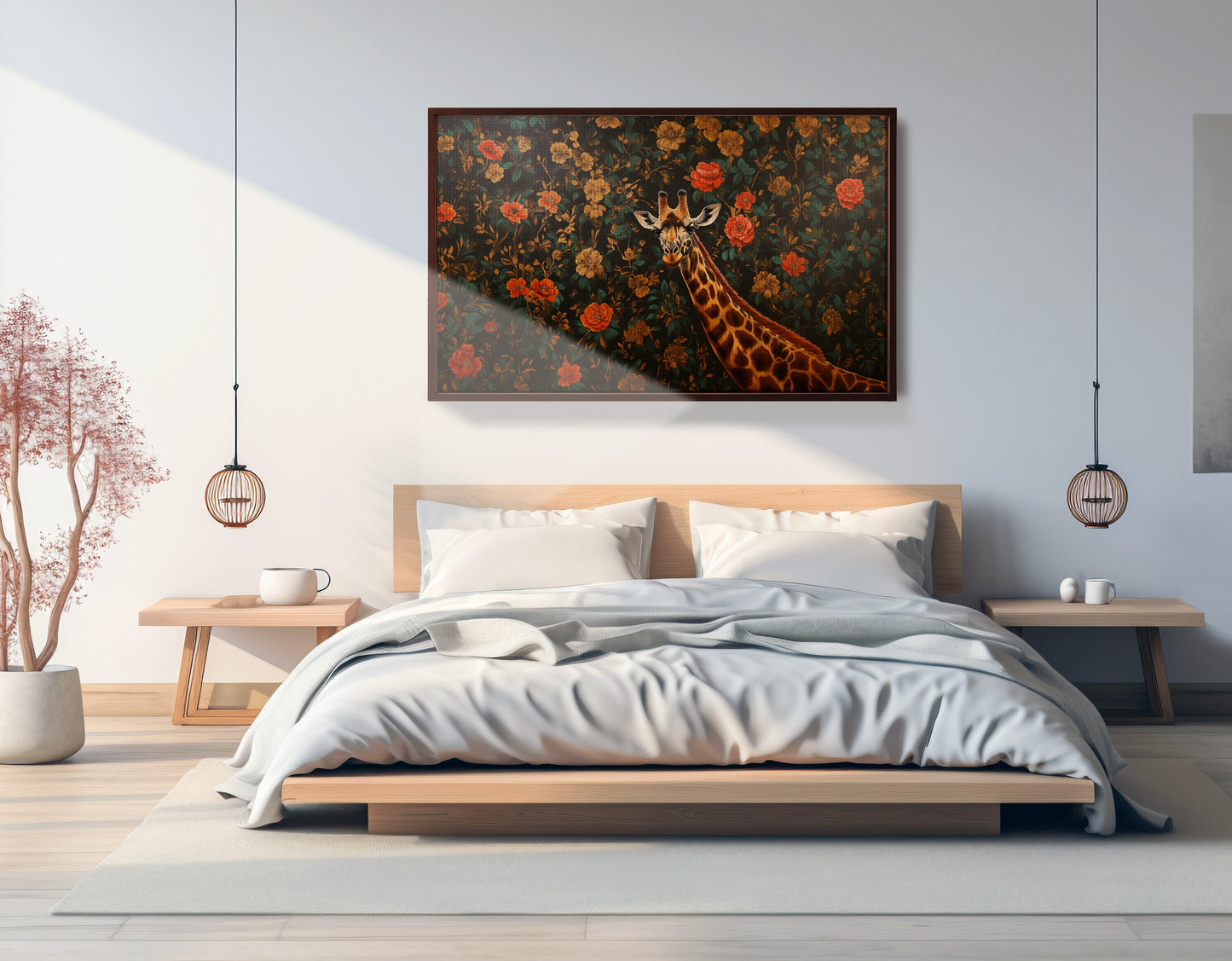 Giraffe Rose Floral Black African American canvas print view 33