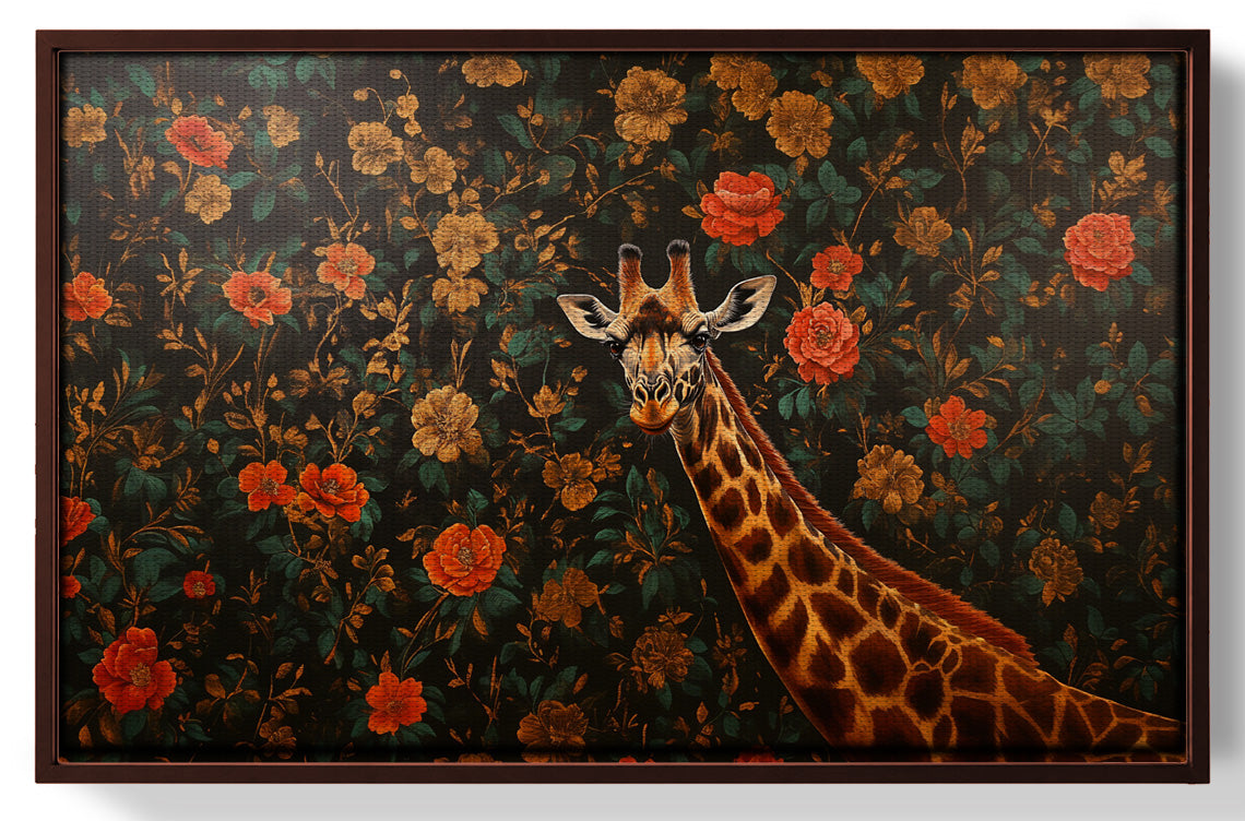 Giraffe Rose Floral Black African American canvas print view 31