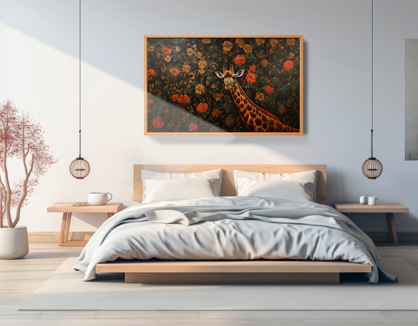 Giraffe Rose Floral Black African American canvas print view 45