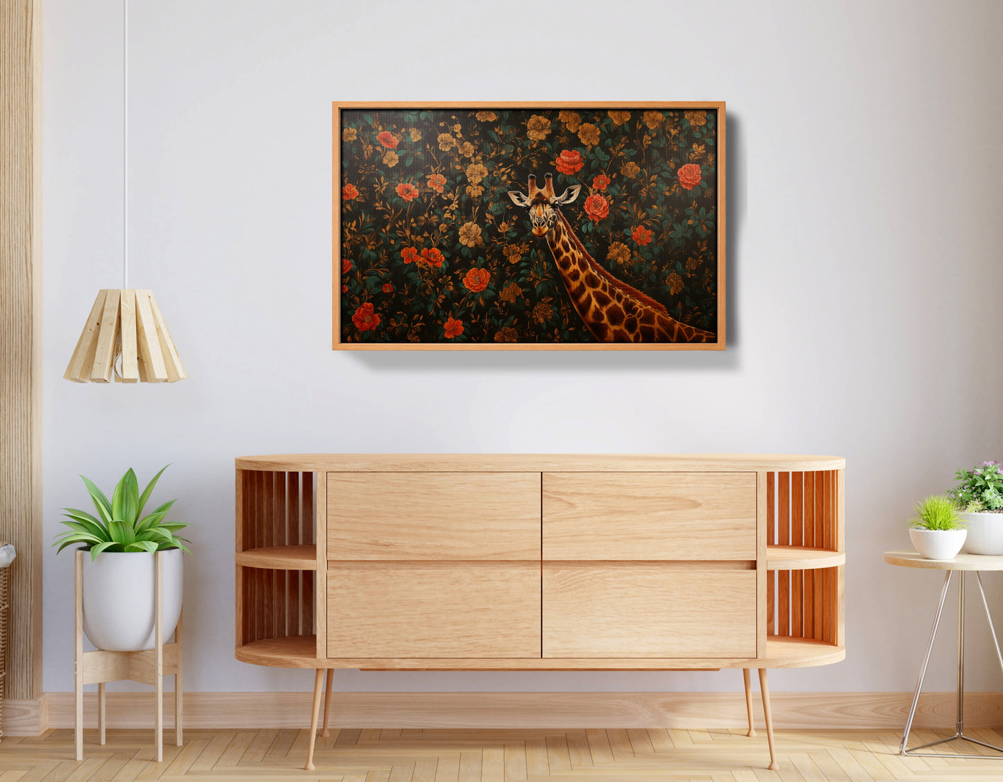 Giraffe Rose Floral Black African American canvas print view 44