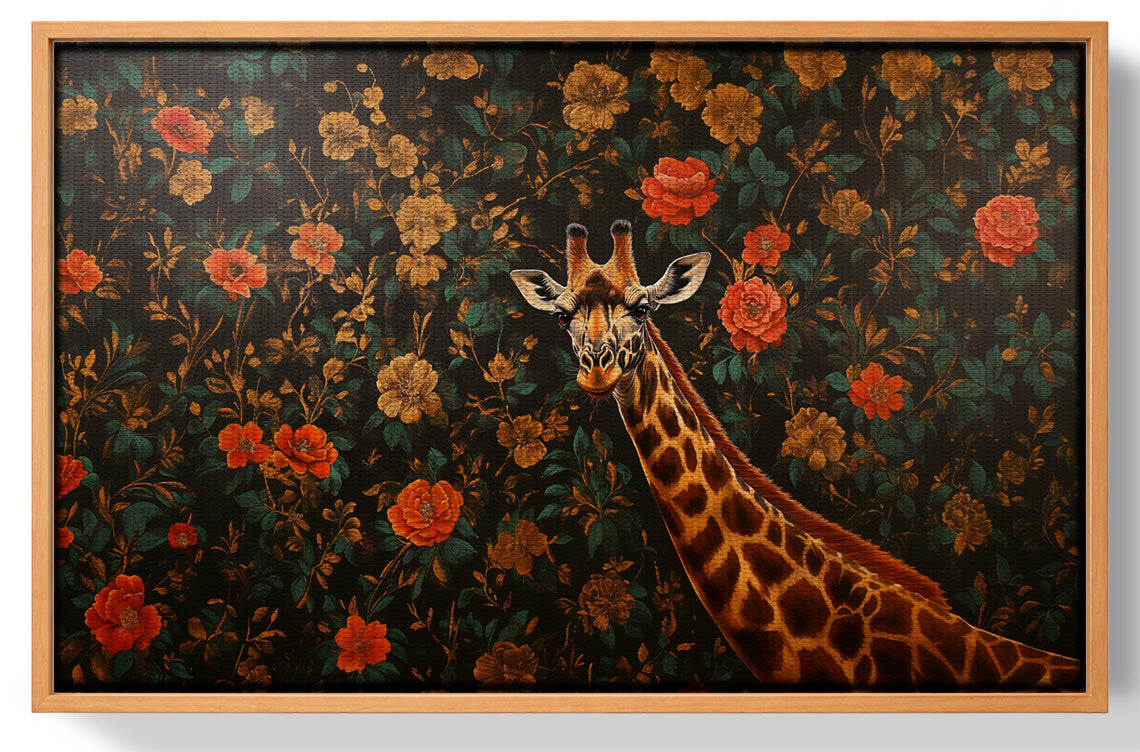 Giraffe Rose Floral Black African American canvas print view 43