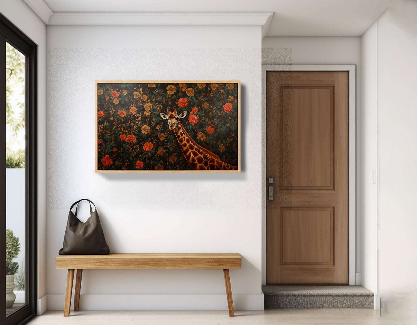 Giraffe Rose Floral Black African American canvas print view 53