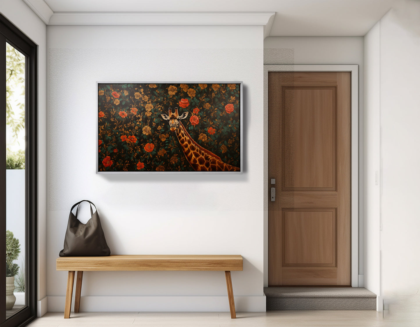 Giraffe Rose Floral Black African American canvas print view 59