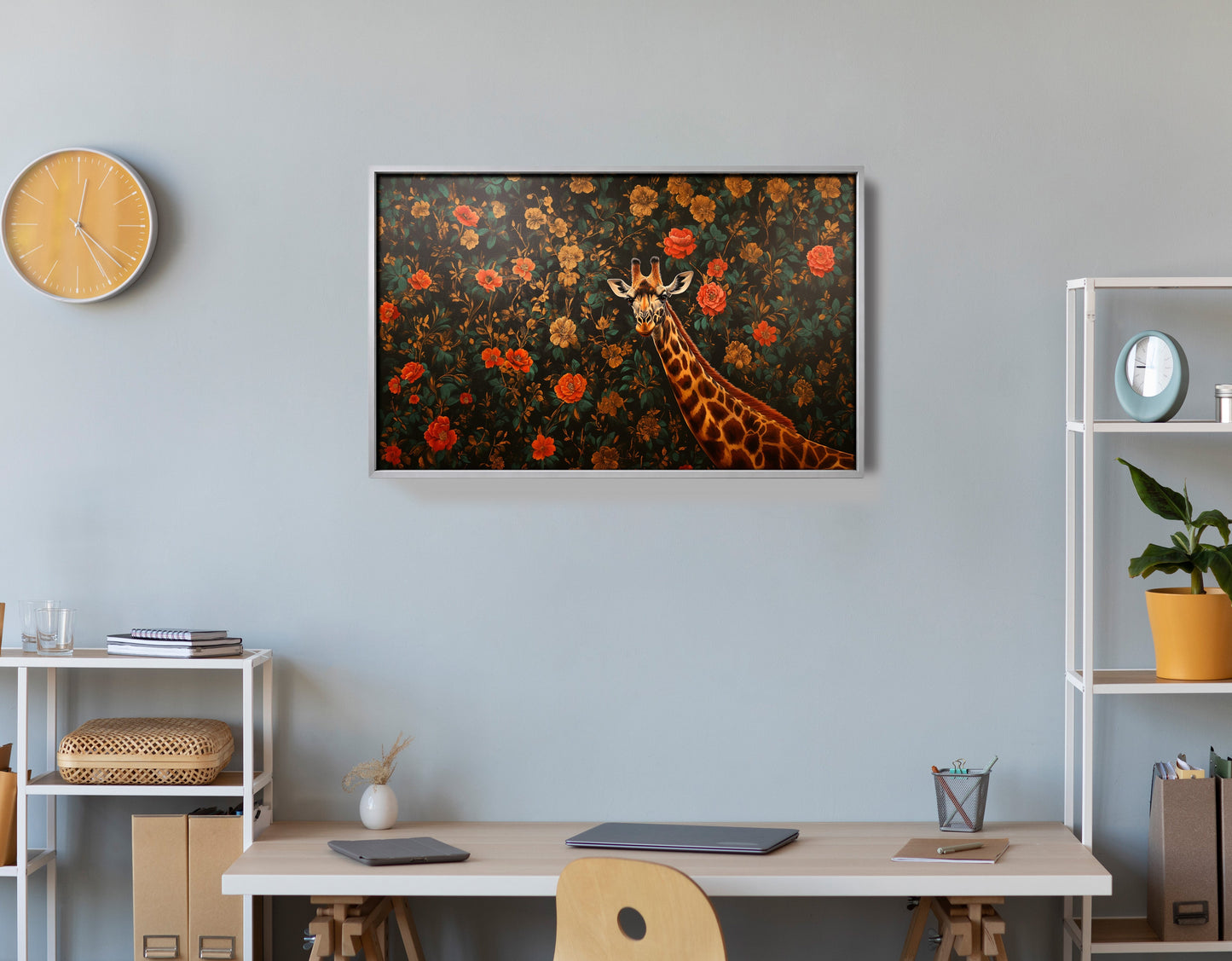 Giraffe Rose Floral Black African American canvas print view 60
