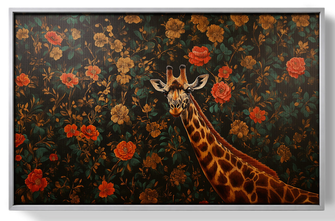 Giraffe Rose Floral Black African American canvas print view 55
