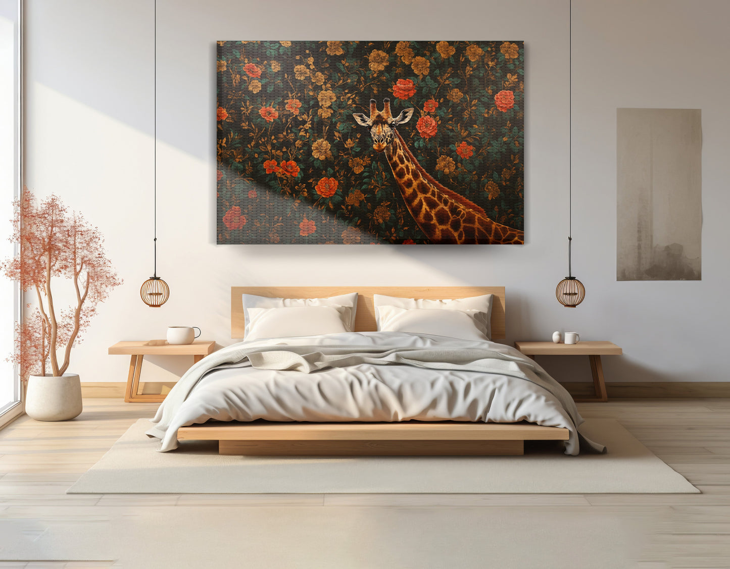 Giraffe Rose Floral Black African American canvas print view 15