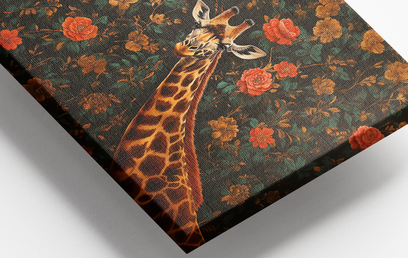 Giraffe Rose Floral Black African American canvas print view 16